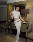 0122stepll Sheer Knit Maxi Skirt & Baby Tee Set