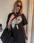 0122stepll Banknote Graphic Oversized T-Shirt