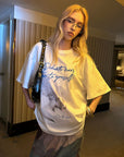 0122stepll Angel Script Oversized Graphic T-Shirt