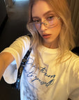 0122stepll Angel Script Oversized Graphic T-Shirt