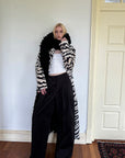 0122stepll Zebra Faux Fur Long Coat