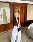 0122stepll Pleated Halter Draped Camisole Top