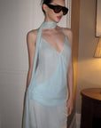 0122stepll Draped Halter Cami Top & Midi Skirt Set