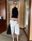 0122stepll Low-Rise Wide-Leg Cropped Denim Pants