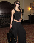 0122stepll Floral Lace Panel Racerback Tank Top