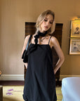 0122stepll Scarf Slip Dress & Sheer Lace Skirt Set