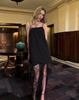 0122stepll Scarf Slip Dress & Sheer Lace Skirt Set