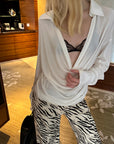 0122stepll Draped Cowl Neck Knit Long Sleeve Top