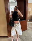 0122stepll Low-Rise Wide-Leg Cropped Denim Pants