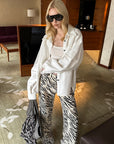 0122stepll Zebra Print Low-Rise Wide-Leg Denim Pants