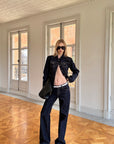 0122stepll Sculpted Denim Jacket & Low-Rise Straight-Leg Jeans Set