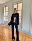 0122stepll Sculpted Denim Jacket & Low-Rise Straight-Leg Jeans Set