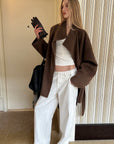 0122stepll 스탠드 칼라 벨티드 랩 코트