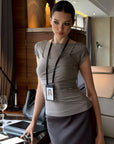 0122stepll Draped Ruched Slim Fit Top