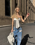 0122stepll Contrast Pocket Wide-Leg Denim Pants