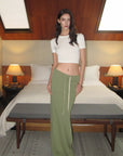 0122stepll Fitted Tee & Drawstring Maxi Skirt Set