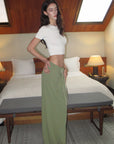 0122stepll Fitted Tee & Drawstring Maxi Skirt Set