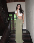 0122stepll Fitted Tee & Drawstring Maxi Skirt Set
