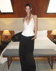 0122stepll Haut halter drapé blanc