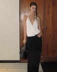 0122stepll Haut halter drapé blanc