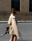 0122stepll Oversized Belted Short Trench Coat