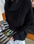 0122stepll Deconstructed Cable Knit Turtleneck Sweater