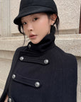 Hydrae Military Inspired Wool Cape Coat With Double Breasted Button Detailing