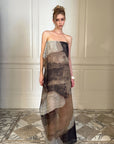 0122stepll Abstract Halter Draped Maxi Dress