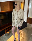 0122stepll Hooded Belted Trench Jacket