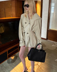 0122stepll Hooded Belted Trench Jacket
