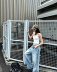 0122stepll Vintage Wash Wide-Leg Denim Pants