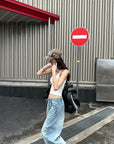 0122stepll Vintage Wash Wide-Leg Denim Pants