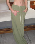 0122stepll Fitted Tee & Drawstring Maxi Skirt Set