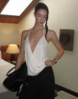 0122stepll Haut halter drapé blanc
