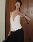 0122stepll Haut halter drapé blanc