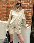 0122stepll Combinaison trench à ceinture