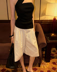 0122stepll Ribbon Halter Strapless Top