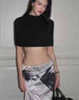 0122stepll Newspaper Print Low-Rise Maxi Skirt