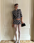 0122stepll Plaid Cropped Top & Mini Skirt Set