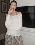 0122stepll Stripe Halter Top & Wide Leg Pants Set