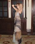 0122stepll Abstract Halter Draped Maxi Dress