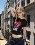 0122stepll Dalmatian Heart Graphic Baby Tee