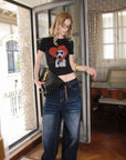0122stepll Dalmatian Heart Graphic Baby Tee