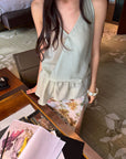 0122stepll Draped Halter Neck Tie Top
