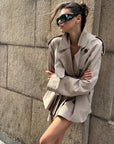 0122stepll Oversized Belted Short Trench Coat