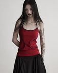 DOINDULGE Curved-Bound Halter Tank Top