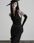 DOINDULGE Halter Cowl Neck Maxi Dress