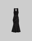 DOINDULGE Halter Cowl Neck Maxi Dress