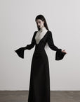 DOINDULGE Structured Contrast Panel High-Neck Dress