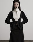 DOINDULGE Structured Contrast Panel High-Neck Dress